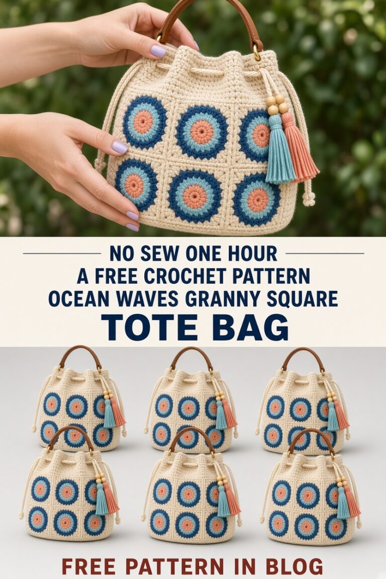 Ocean Waves Granny Square Tote Bag Free Crochet Pattern