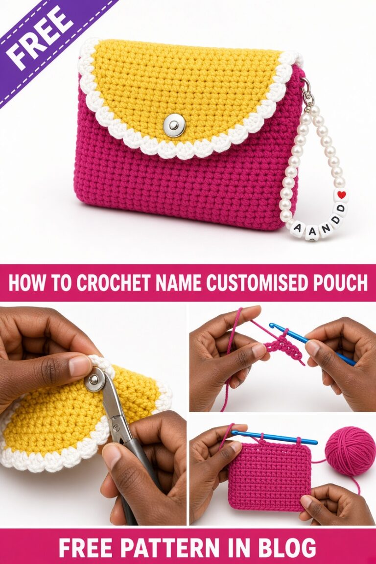 Free Crochet Name Customised Pouch Pattern with Clear Instructions